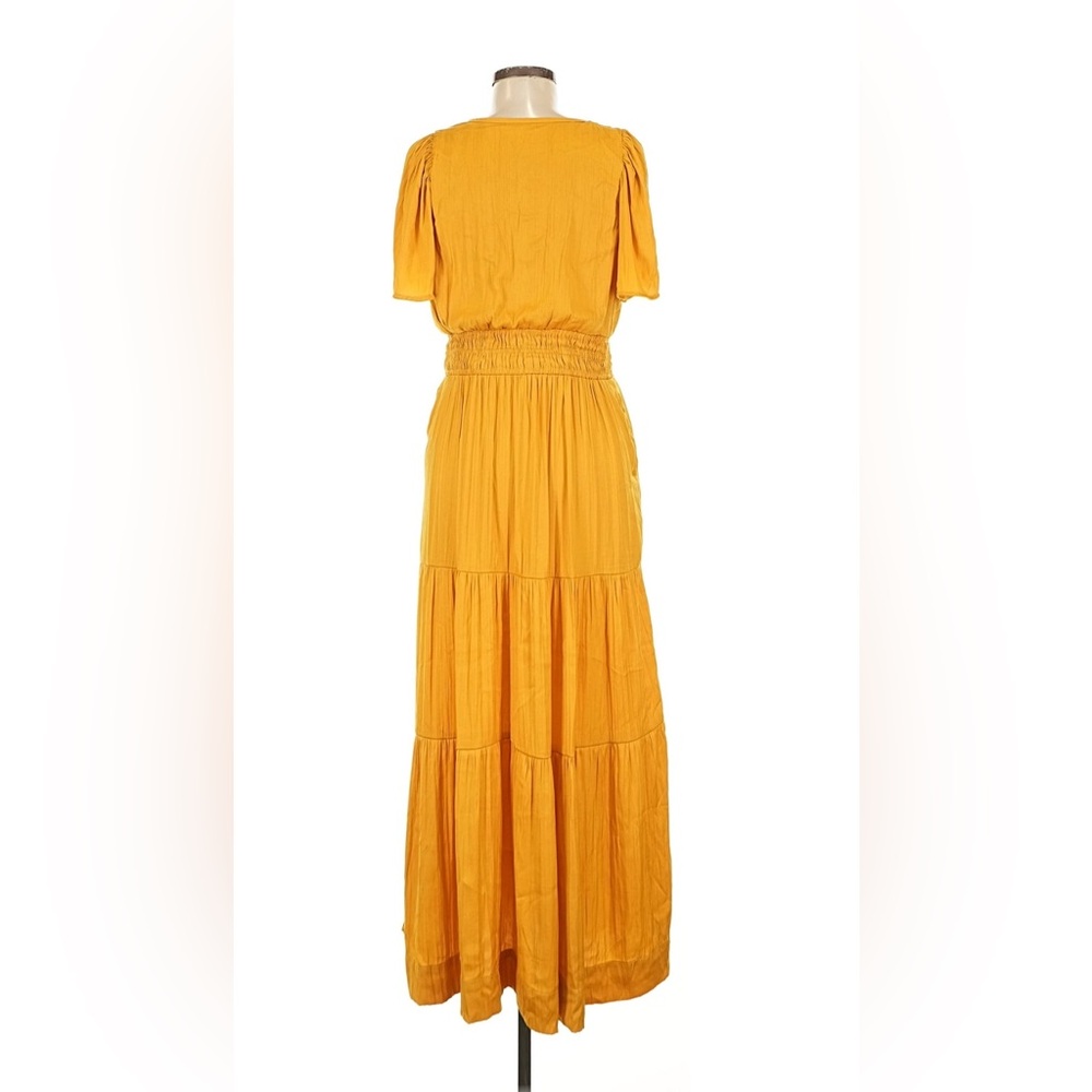 Anthropologie Somerset Silky Satin Edition tiered smocked waist maxi dress mango - Picture 3 of 5